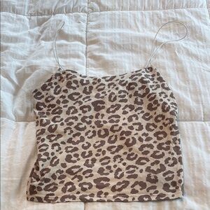 Gaze Brown and Tan Leopard Print Crop Camisole